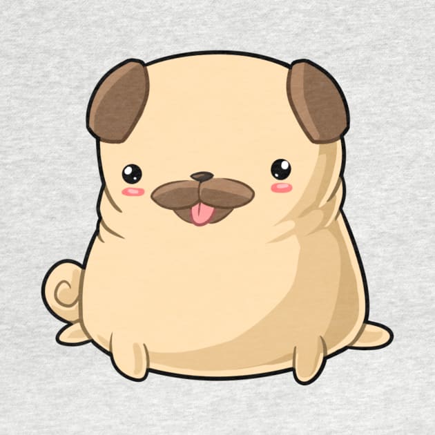 Kawaii pug dog sitting by Japanese Designs